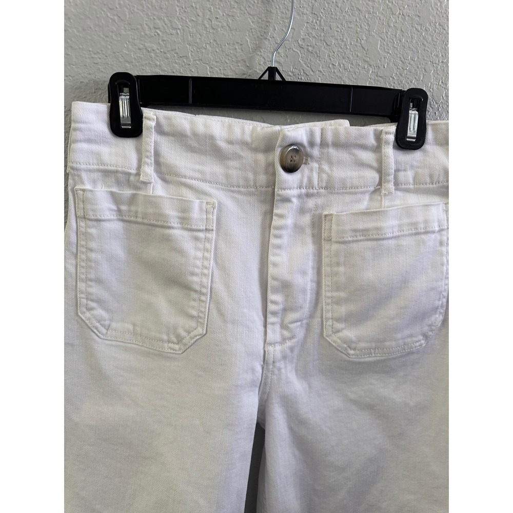 Maeve Anthropologie The Colette Wide Leg Crop Pants White 27 High Rise Utility - Picture 5 of 10